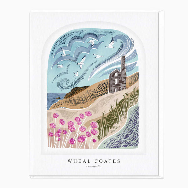 Greeting Card-LN048-F045 - Wheal Coates Arched Lino Card-Whistlefish