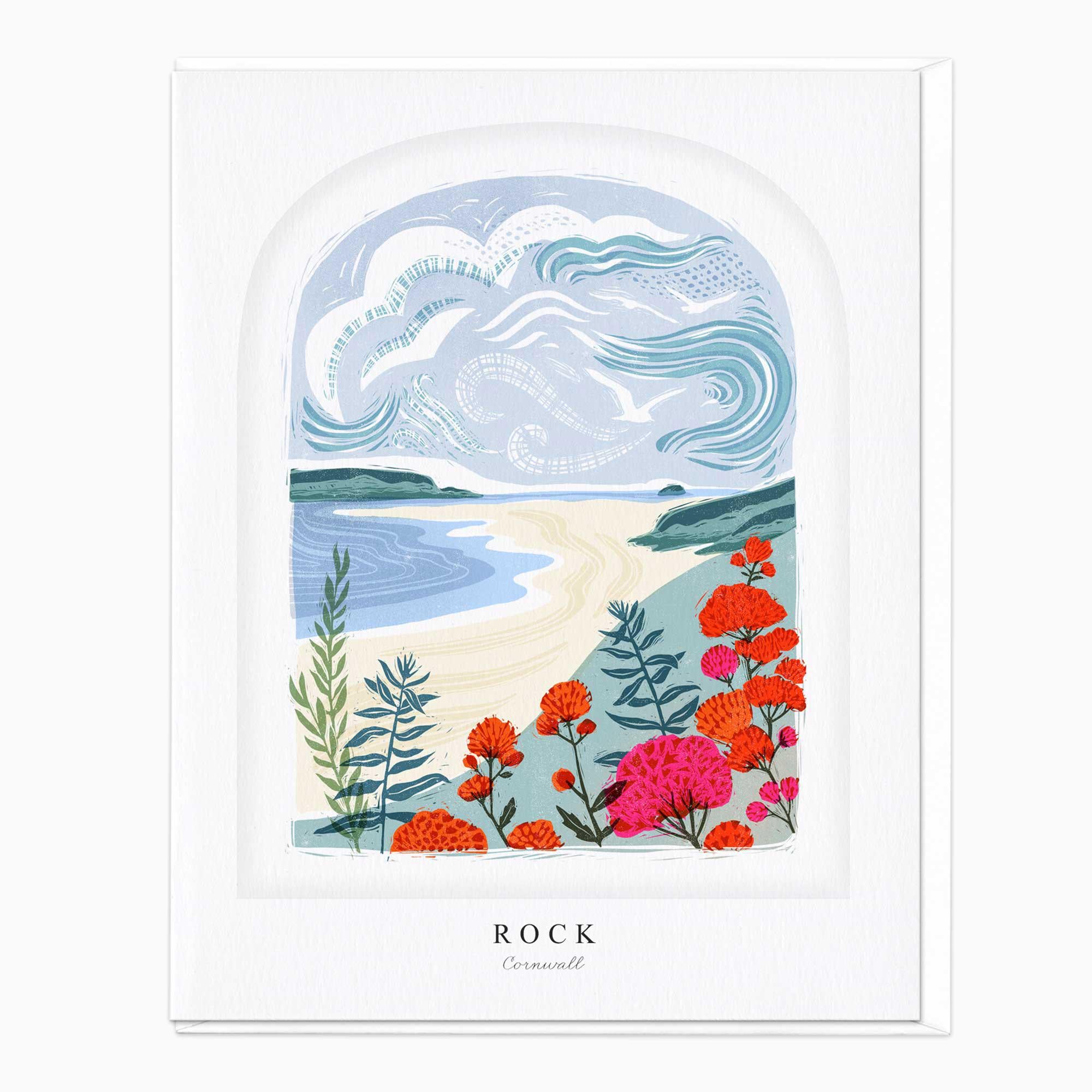 Greeting Card-LN050-F055 - Rock Arched Lino Card-Whistlefish