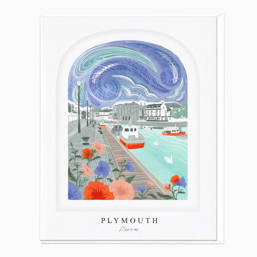 Greeting Card-LN054 - Plymouth Arched Lino Card-Whistlefish