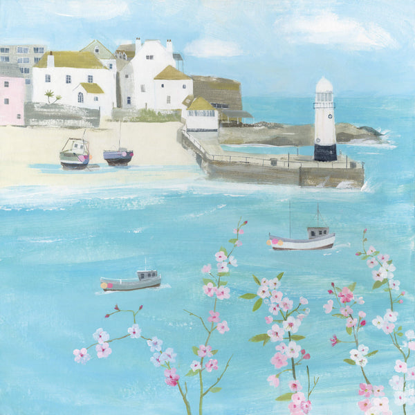 Greeting Card-W734 - Flowers Above St Ives Card-Whistlefish