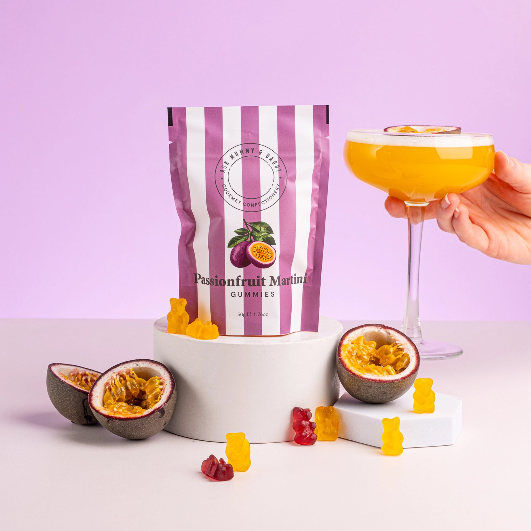 Gummy Sweets-5060736013915 - Passionfruit Martini Gummy Bears-Ask Mummy & Daddy