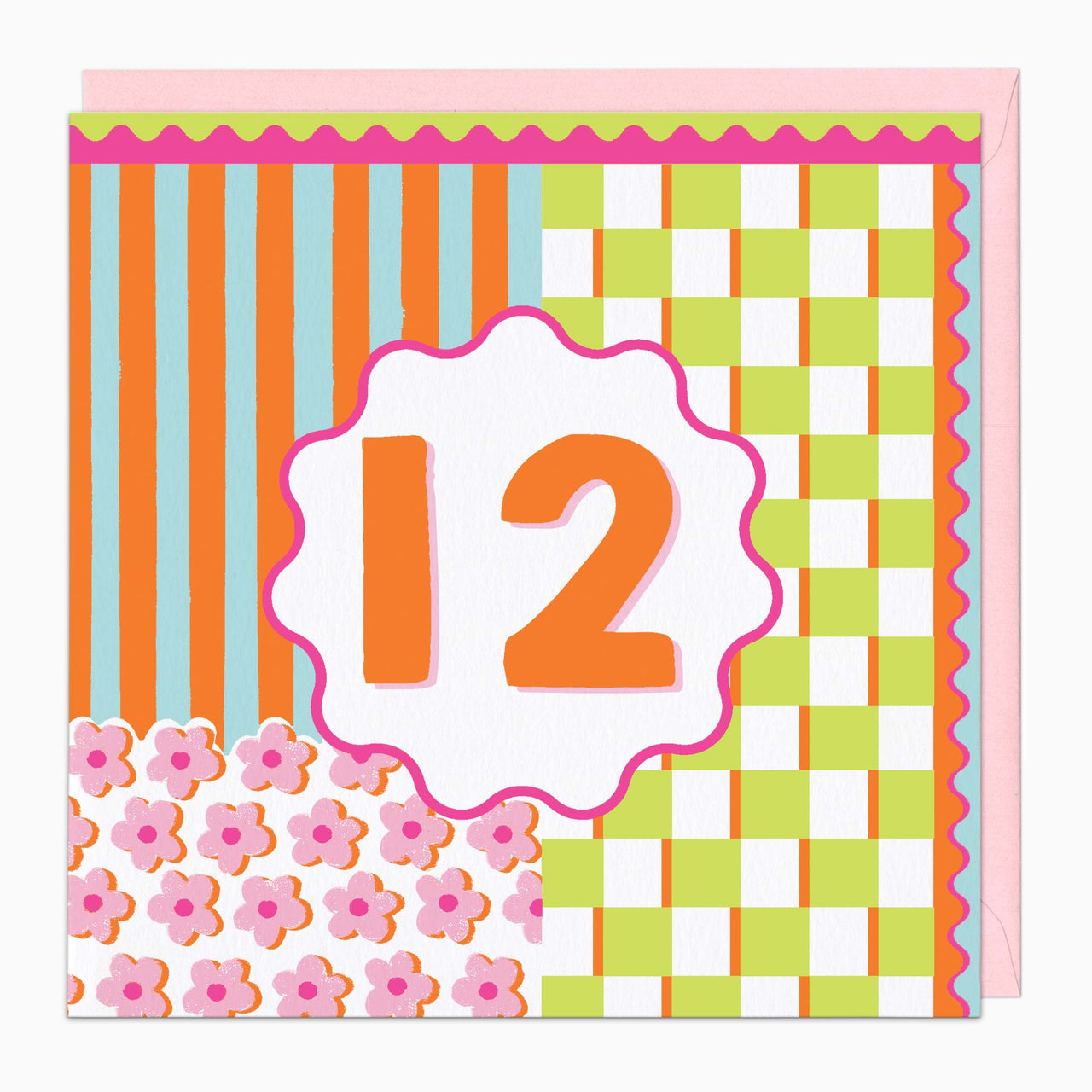 Greeting Card-H167 - Fluro Flowers 12 Birthday Card-Whistlefish