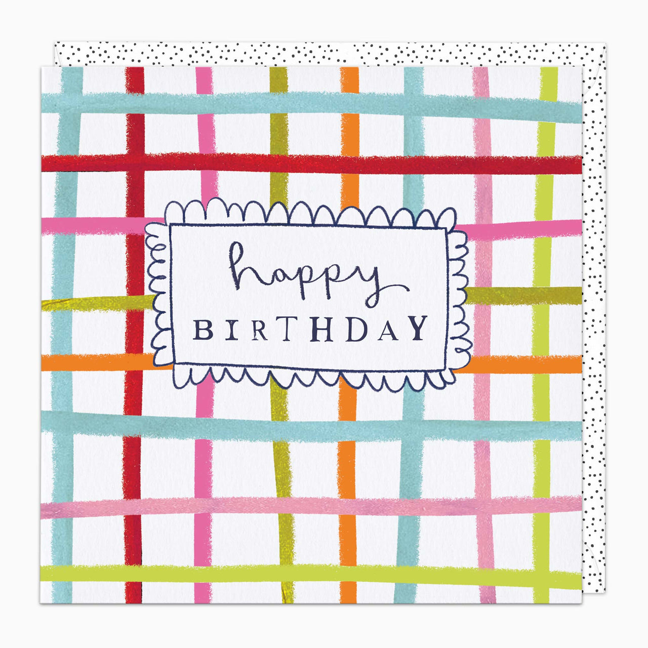 Greeting Card-H176 - Neon Check Birthday Card-Whistlefish