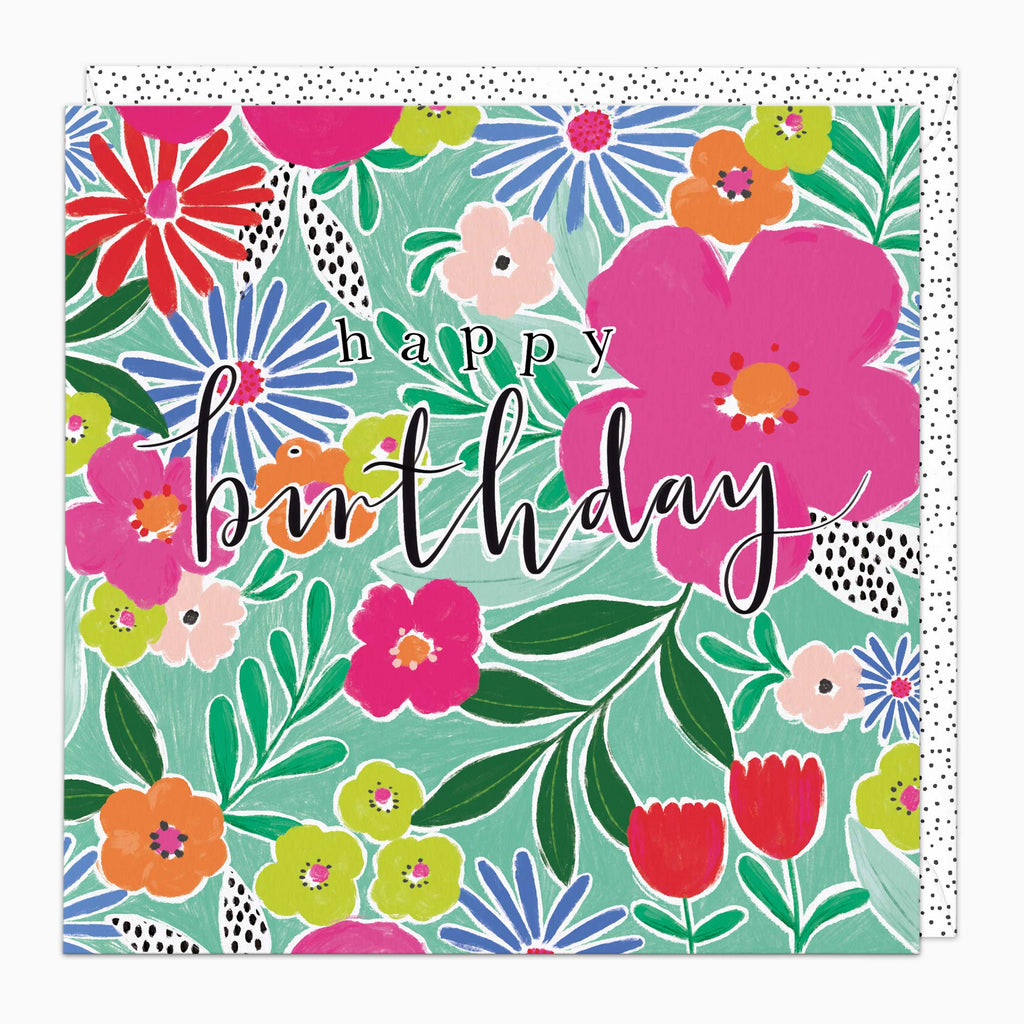 Greeting Card-H178 - Bright Florals Birthday Card-Whistlefish