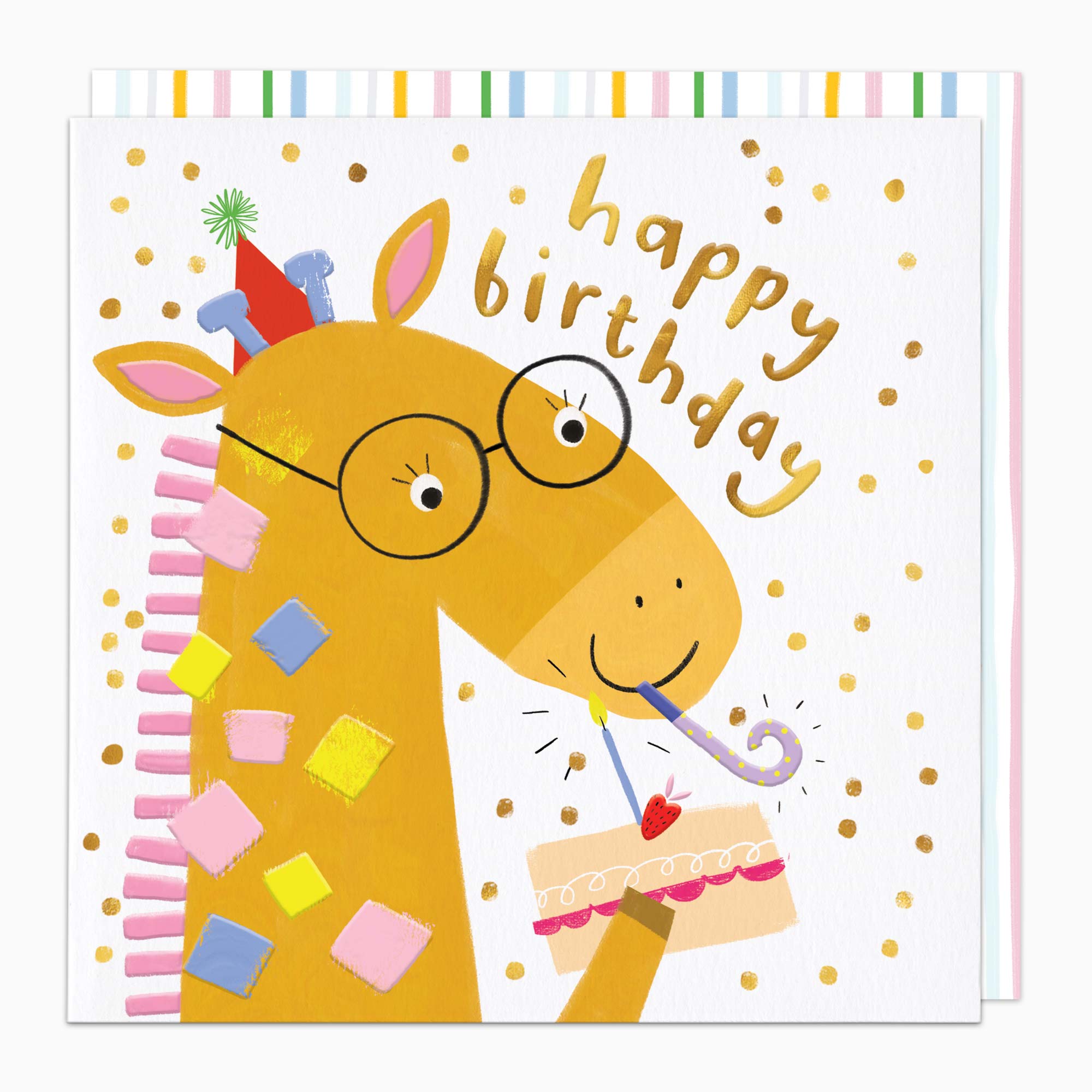 Greeting Card-H249 - Party Giraffe Birthday Card-Whistlefish