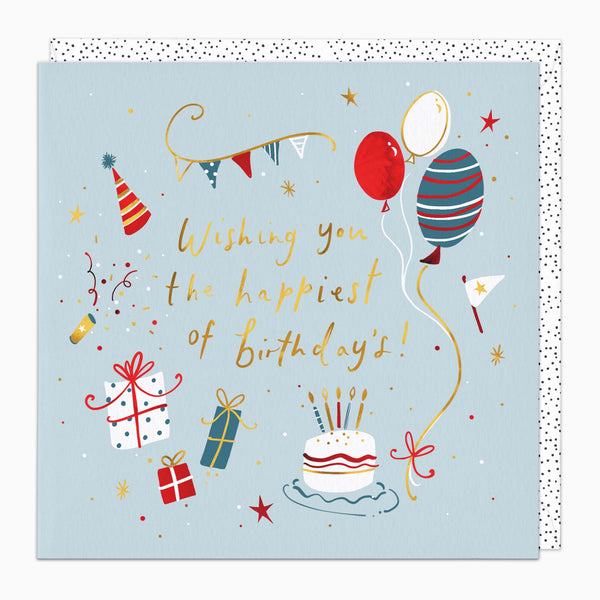 Greeting Card-H259 - Blue Balloons Birthday Card-Whistlefish