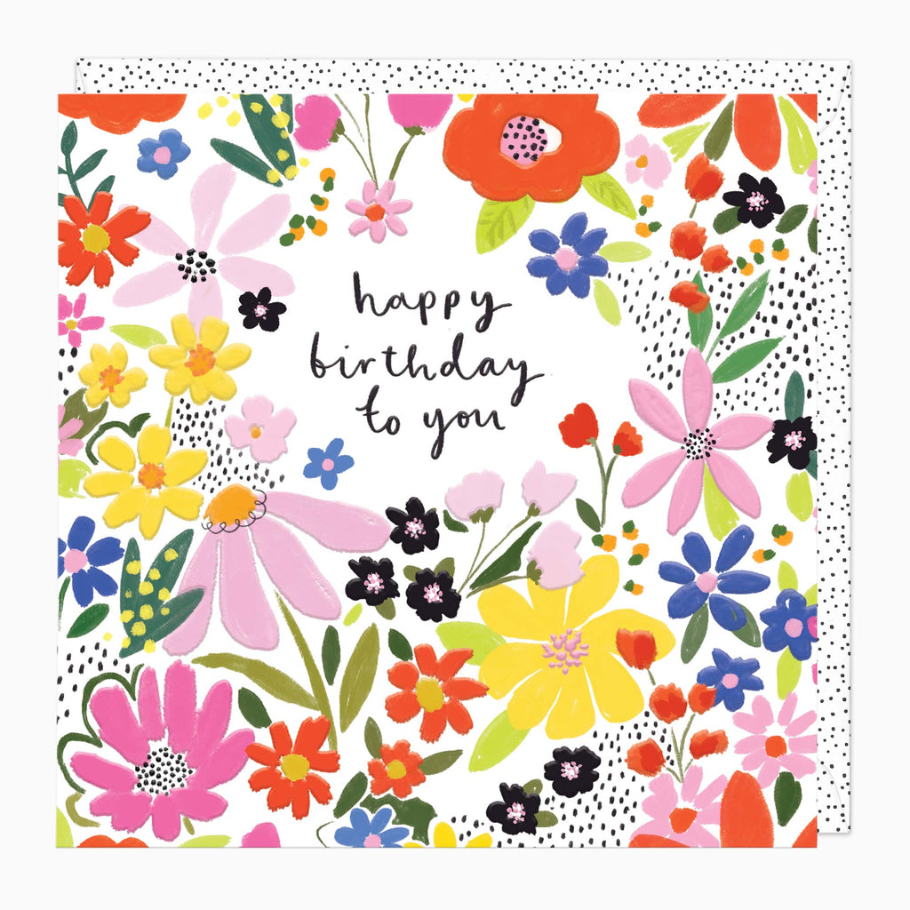 Greeting Card-H272 - Bold Florals Birthday Card-Whistlefish