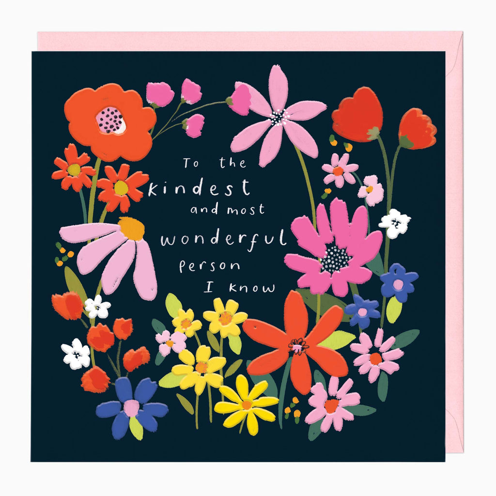 Greeting Card-H273 - Navy Floral Card-Whistlefish