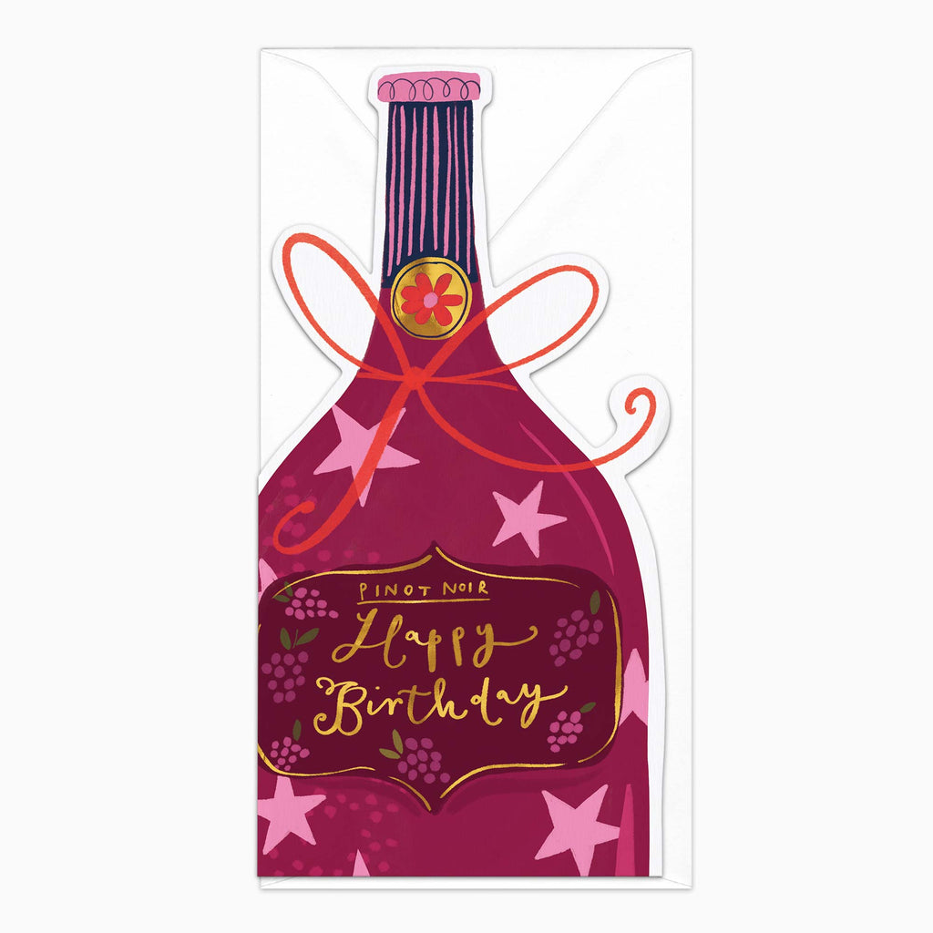 Greeting Card-H290 - Tall Wine Birthday Card-Whistlefish