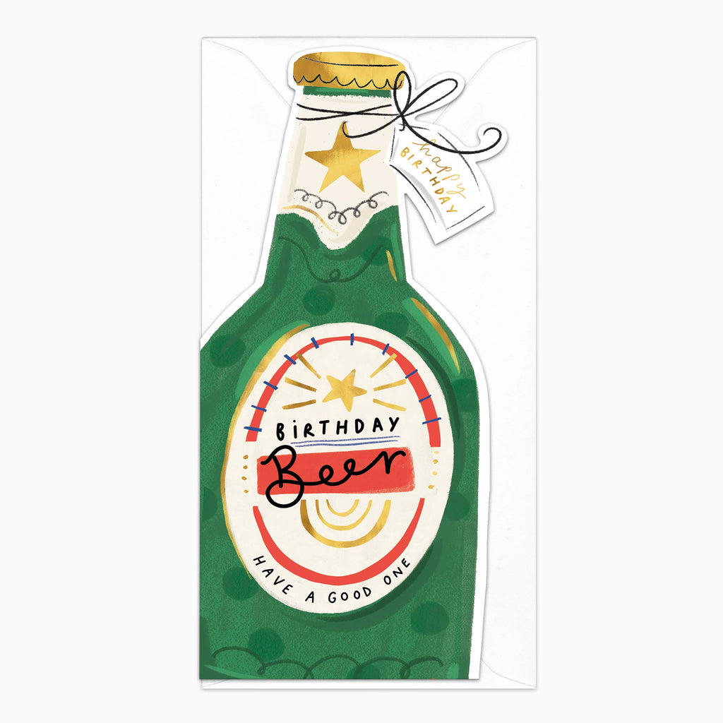 Greeting Card-H292 - Tall Beer Birthday Card-Whistlefish
