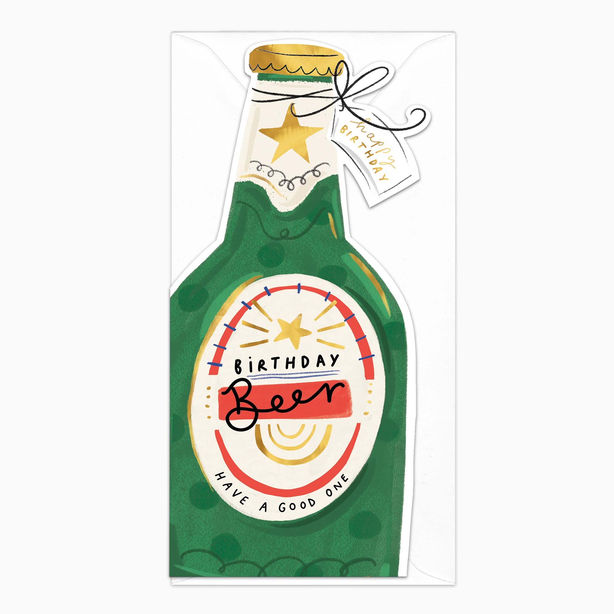 Greeting Card-H292 - Tall Beer Birthday Card-Whistlefish