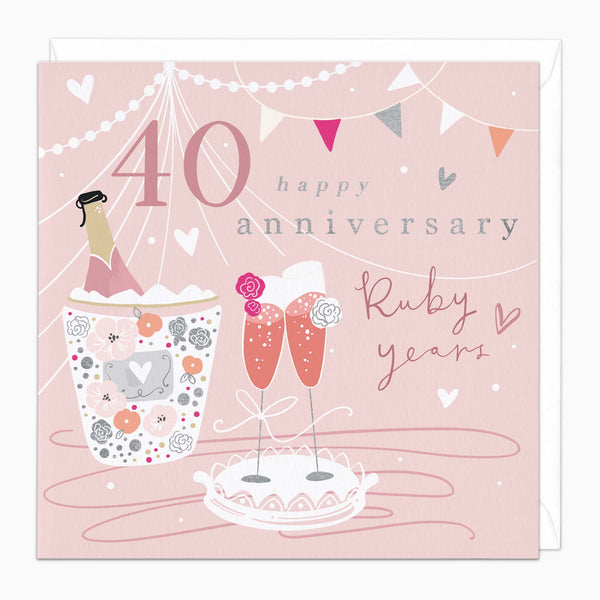 Greeting Card-H301 - 40 Years Anniversary Card-Whistlefish