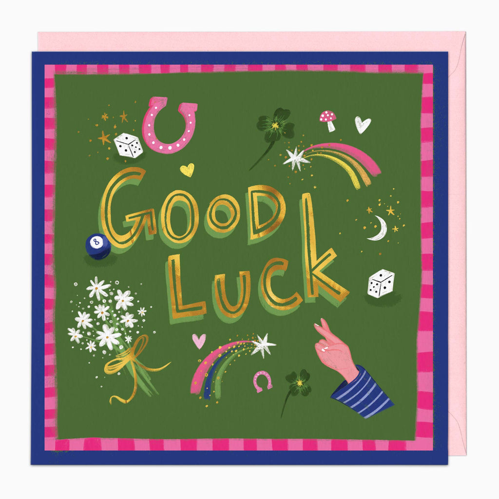 Greeting Card-H305 - Cute Icons Good Luck Card-Whistlefish