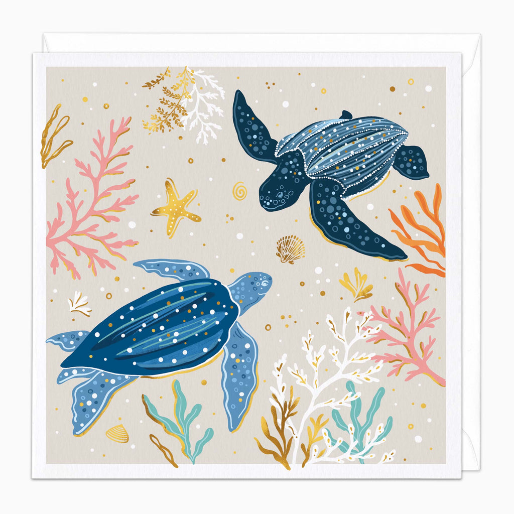 Greeting Card-H316 - Turtles in the Coral Art Card-Whistlefish