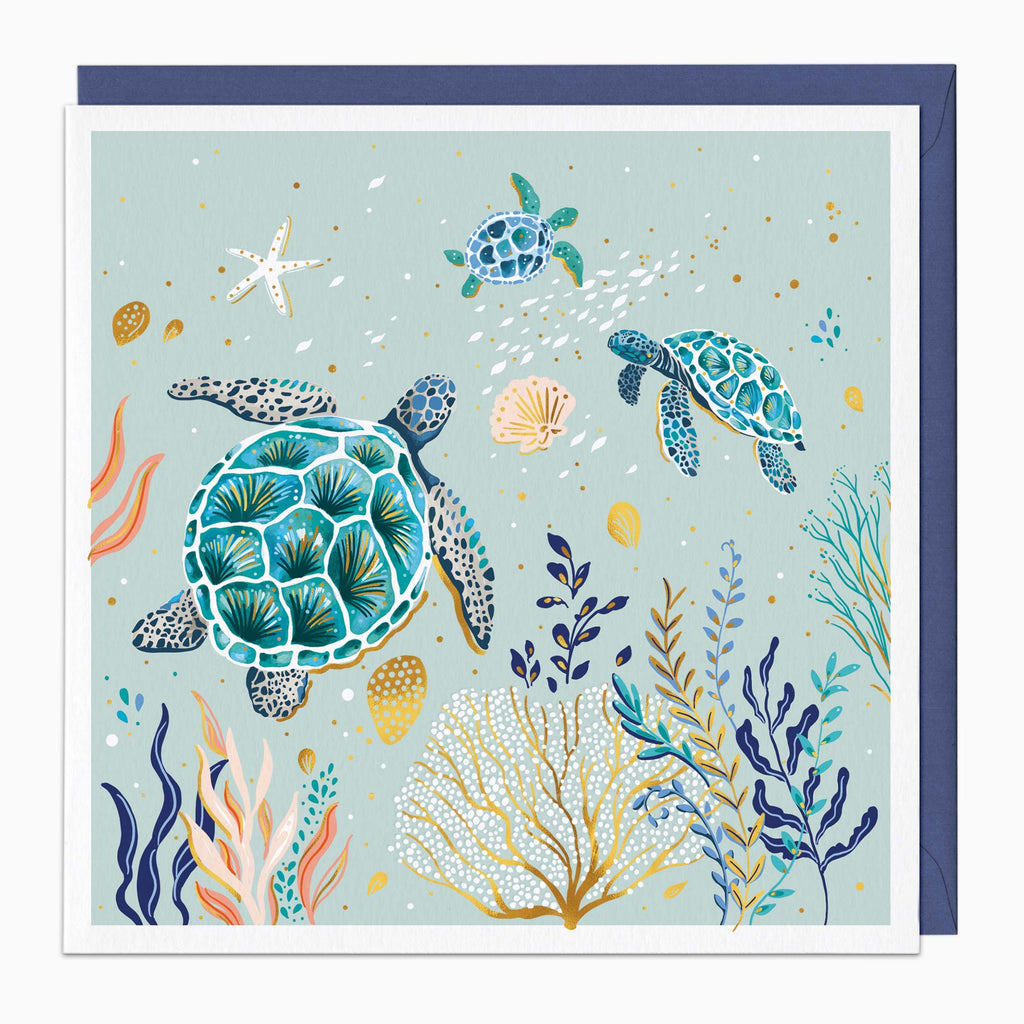 Greeting Card-H317 - Turtles in the Reef Art Card-Whistlefish