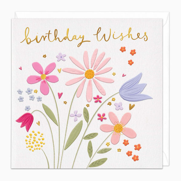 H330 - Simple Flowers Birthday Card