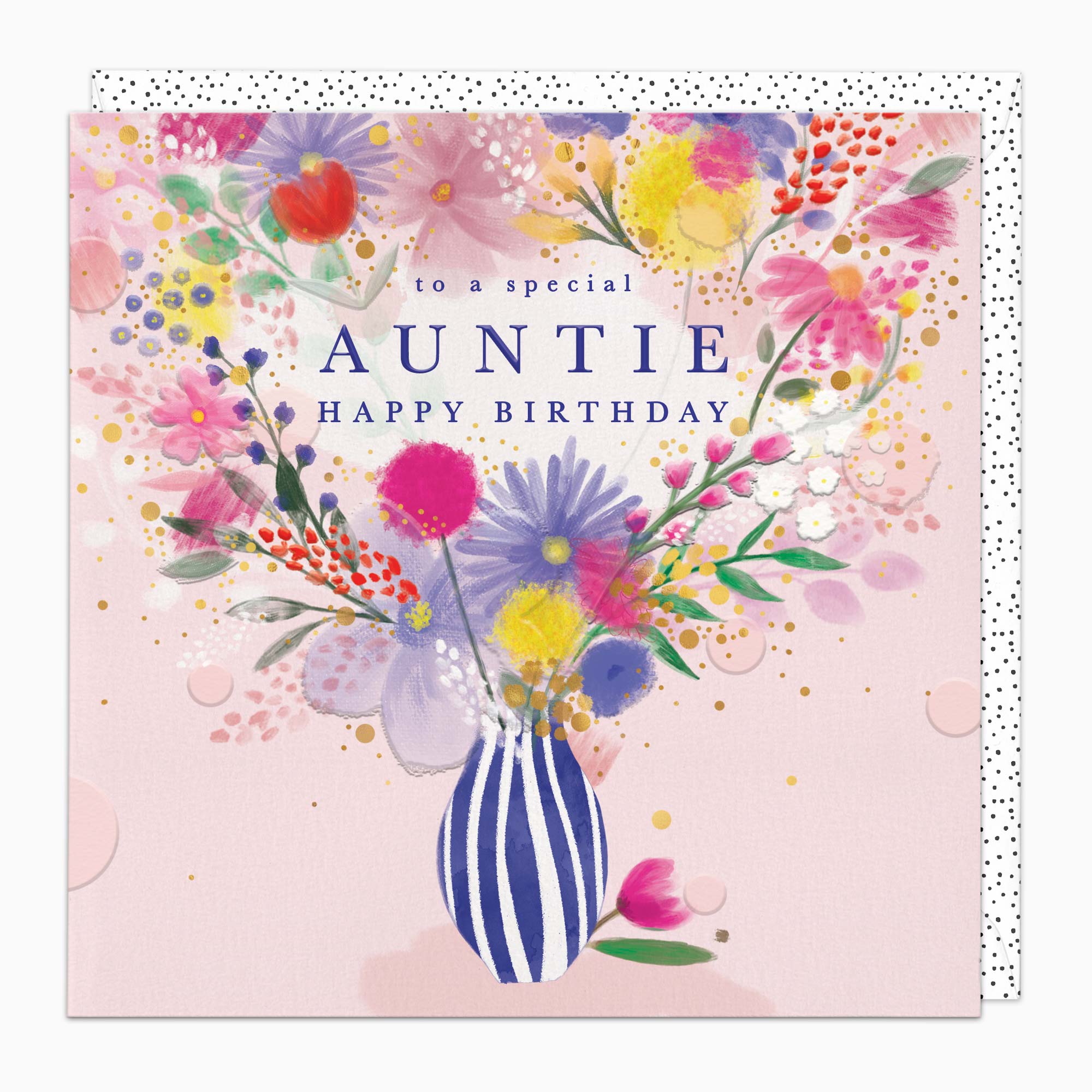 Greeting Card-H334 - Feather Floral Auntie Birthday Card-Whistlefish