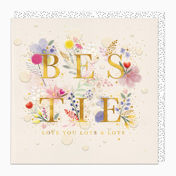 Greeting Card-H337 - Feather Floral Bestie Card-Whistlefish