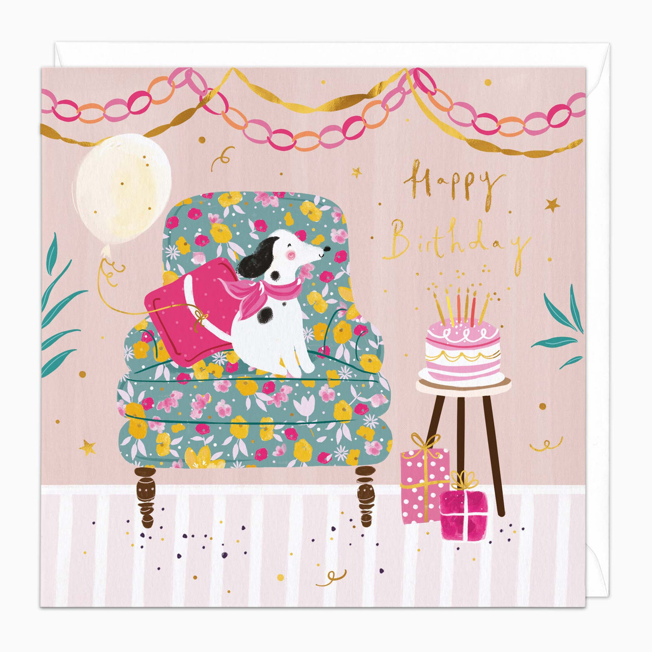 Greeting Card-H338 - Dalmatian on a Chair Birthday Card-Whistlefish