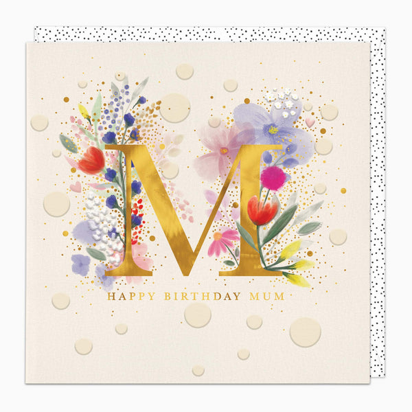 Greeting Card-H349 - Feather Floral Mum Birthday Card-Whistlefish