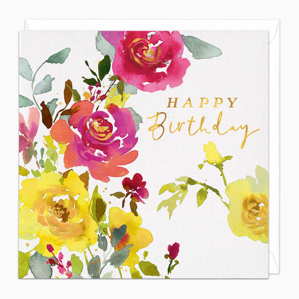 Greeting Card-H361 - Roses in Bloom Birthday Card-Whistlefish