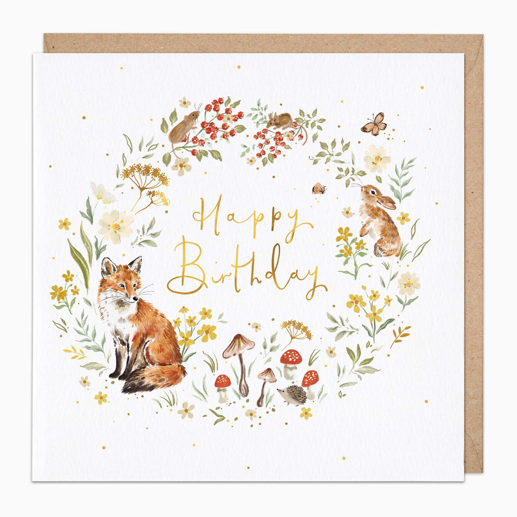 Greeting Card-H368 - Woodland Wreath Birthday Card-Whistlefish