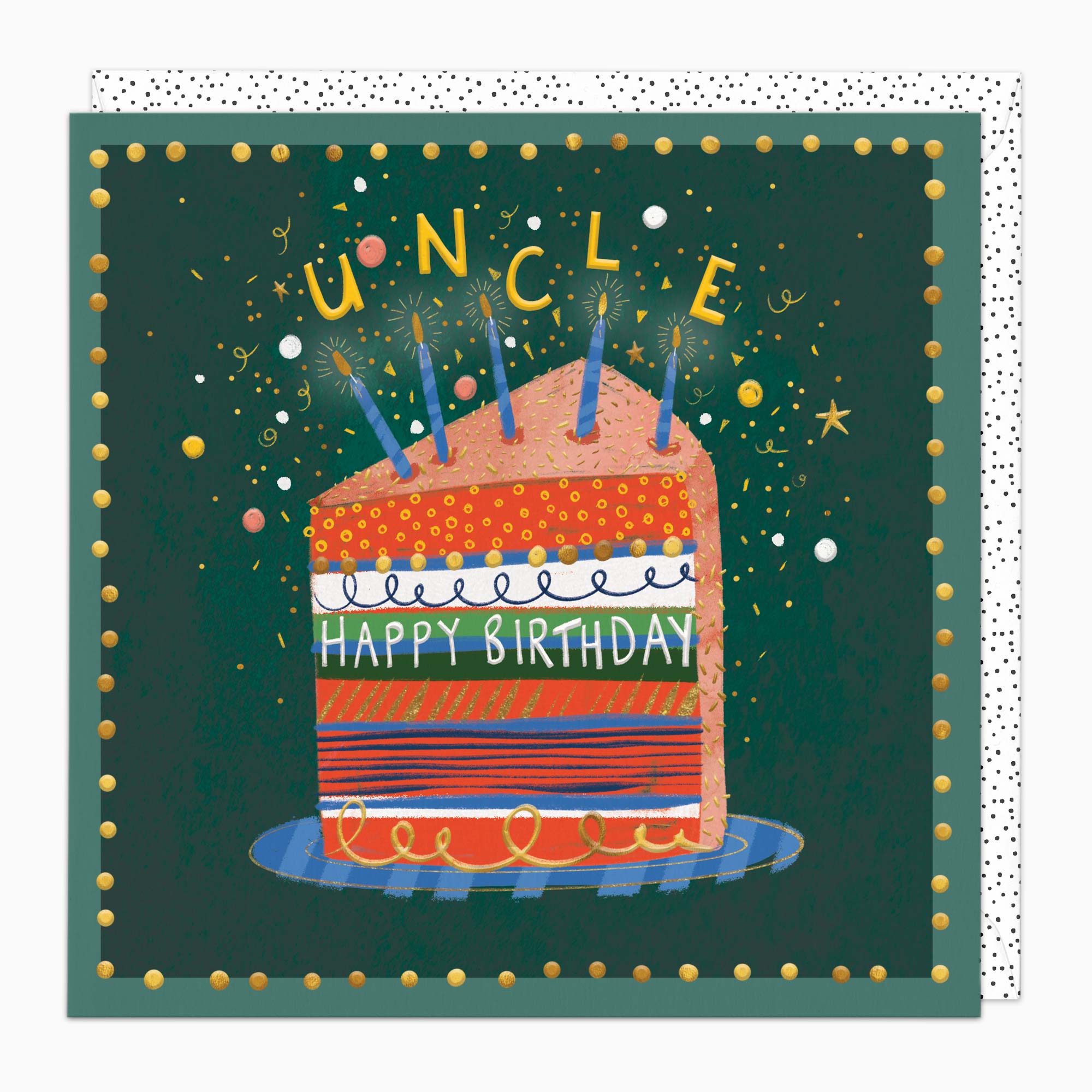 H373 - Dark Green Cake Uncle Birthday Card