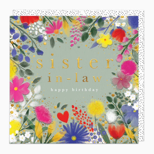 H378 - Feather Floral Sister In Law Birthday Card