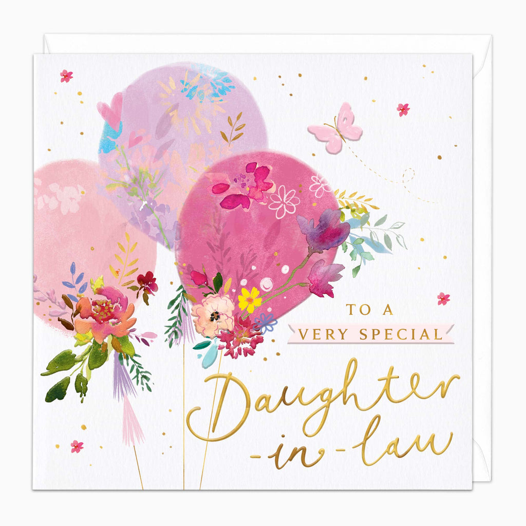 Greeting Card-H379 - Balloons & Butterflies Daughter In Law Card-Whistlefish