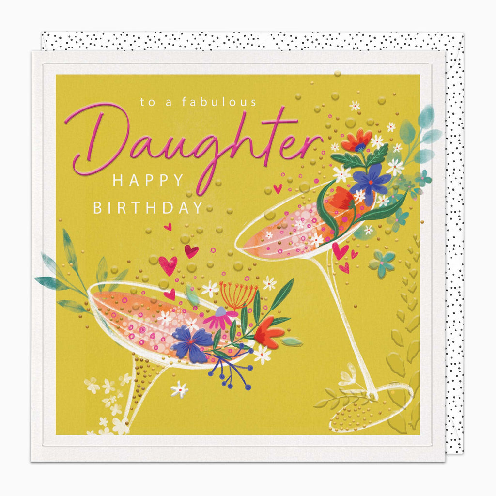 Greeting Card-H382 - Floral Coupes Daughter Birthday Card-Whistlefish