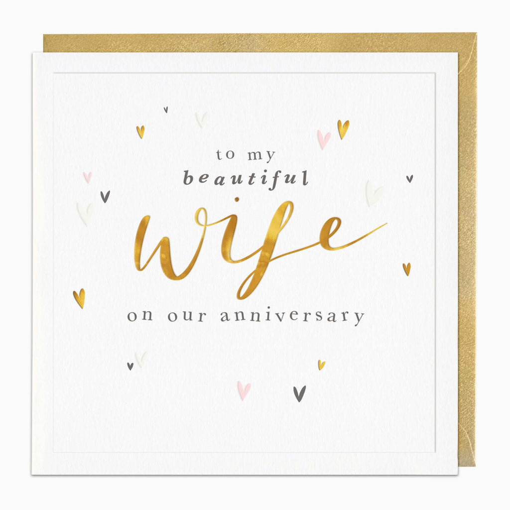 Greeting Card-H384 - Simple Hearts Wife Anniversary Card-Whistlefish