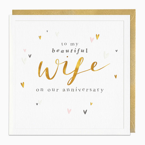 H384 - Simple Hearts Wife Anniversary Card