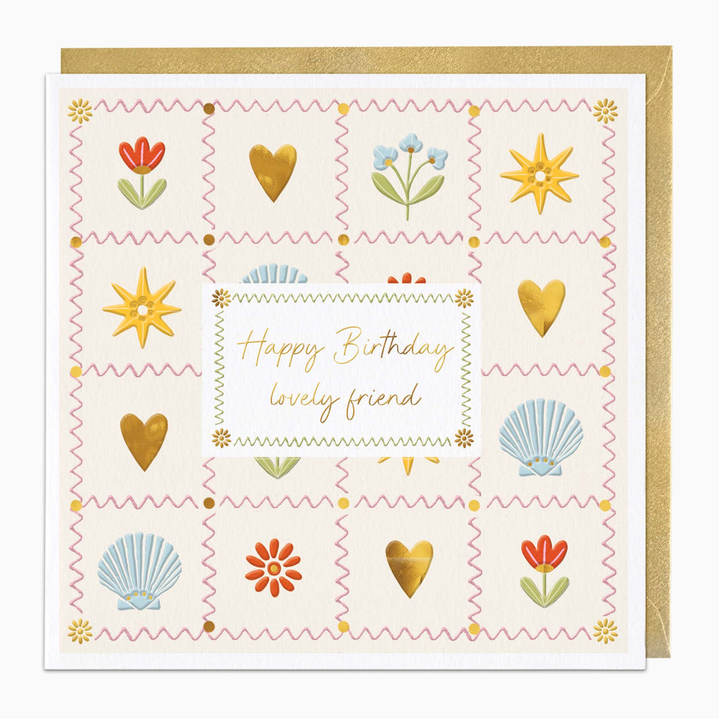 Greeting Card-H401 - Coastal Patch Lovely Friend Birthday Card-Whistlefish