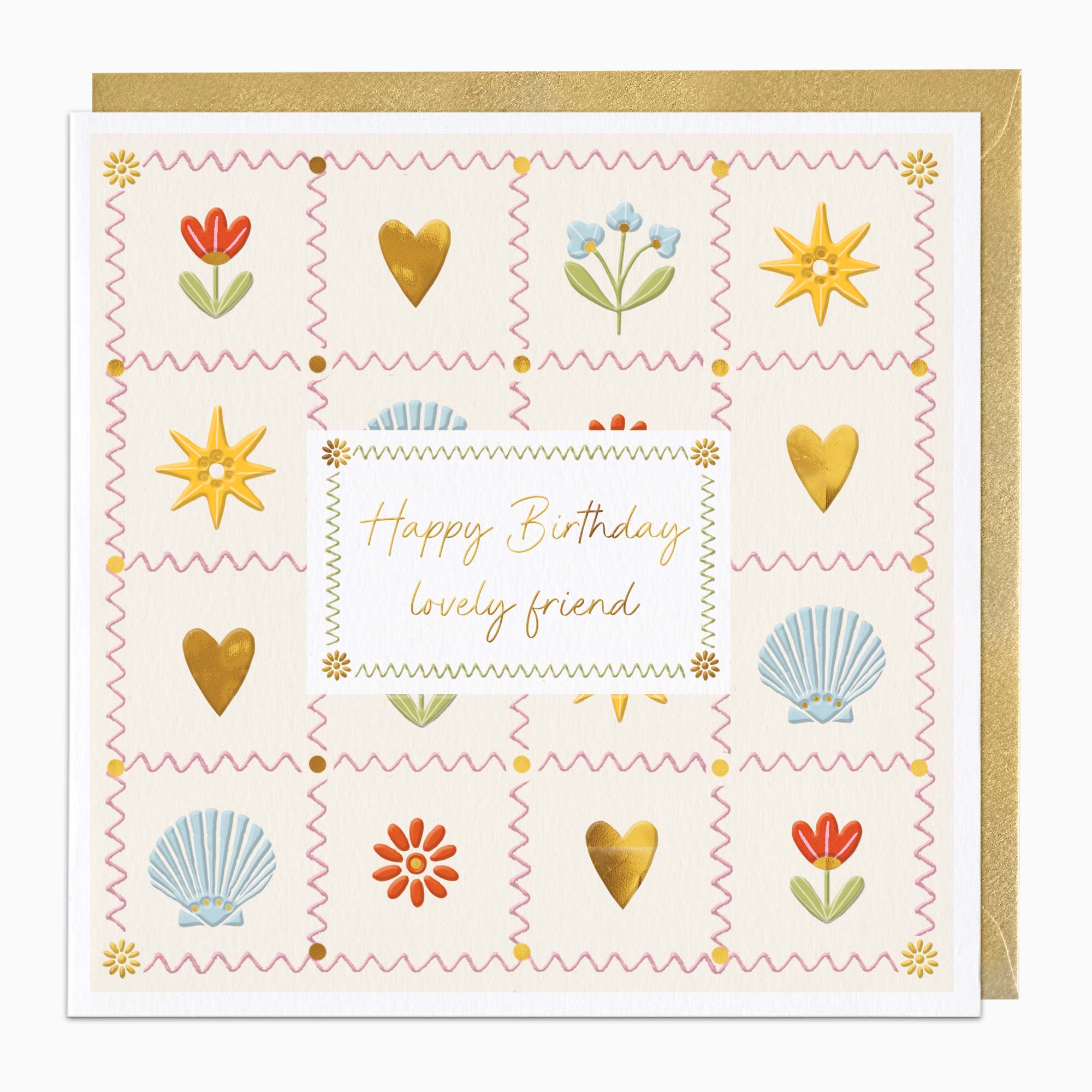 Greeting Card-H401 - Coastal Patch Lovely Friend Birthday Card-Whistlefish