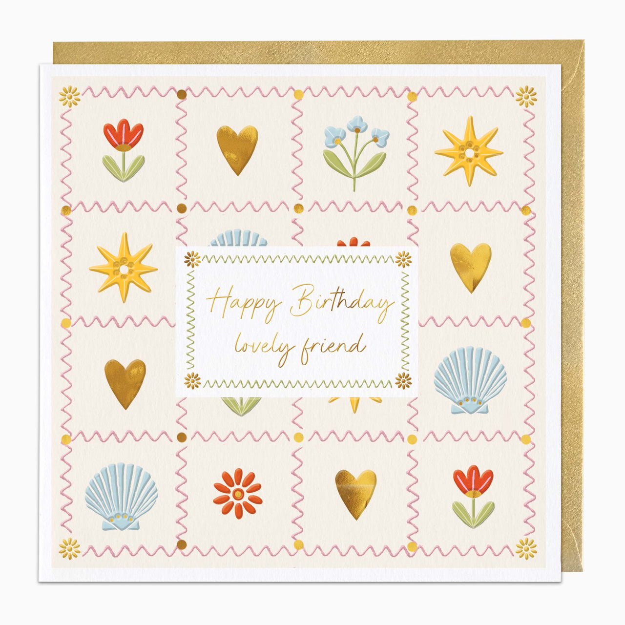 Greeting Card-H401 - Coastal Patch Lovely Friend Birthday Card-Whistlefish
