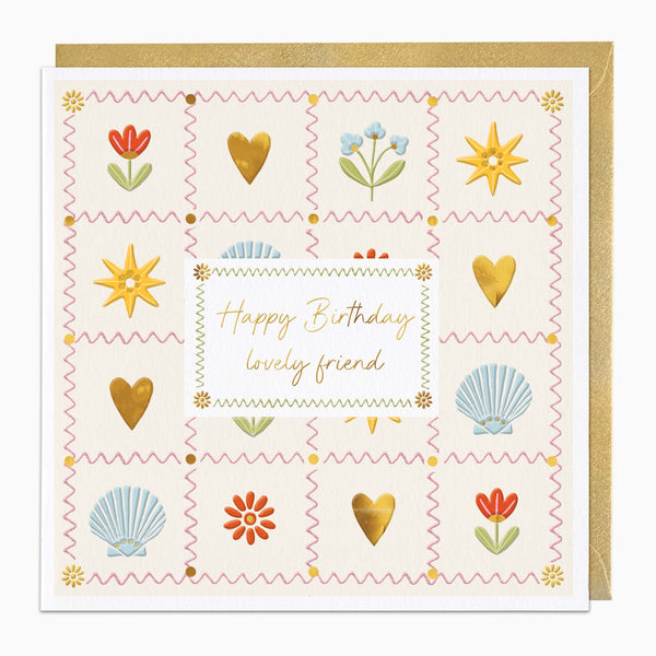 H401 - Coastal Patch Lovely Friend Birthday Card