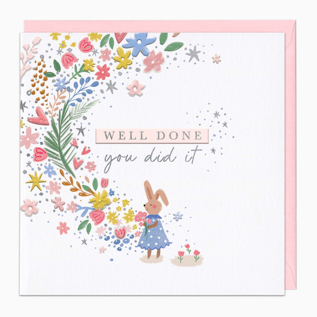 Greeting Card-H411 - Bunny Bloom Well Done Card-Whistlefish