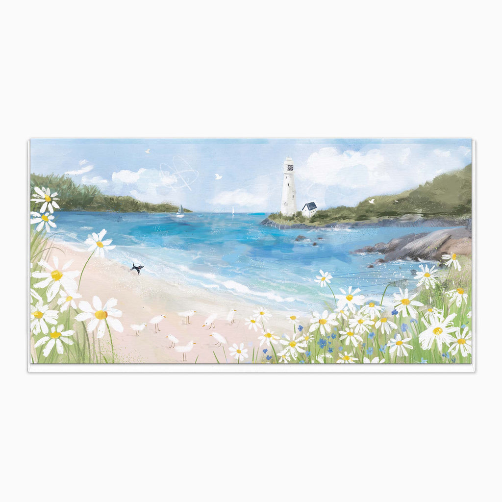 Greeting Card-H420 - Daisies by the Lighthouse Art Card-Whistlefish