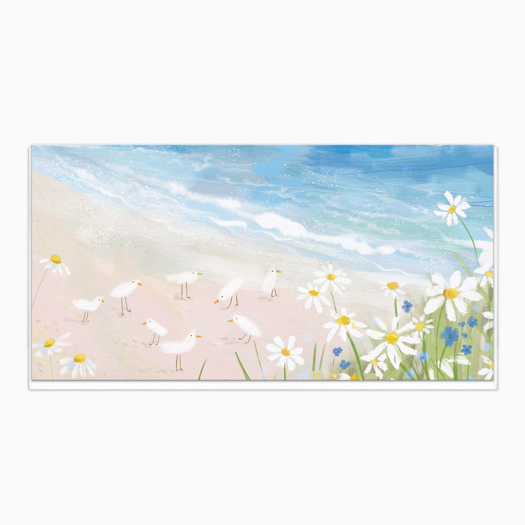 Greeting Card-H421 - Clifftop Daisies Art Card-Whistlefish