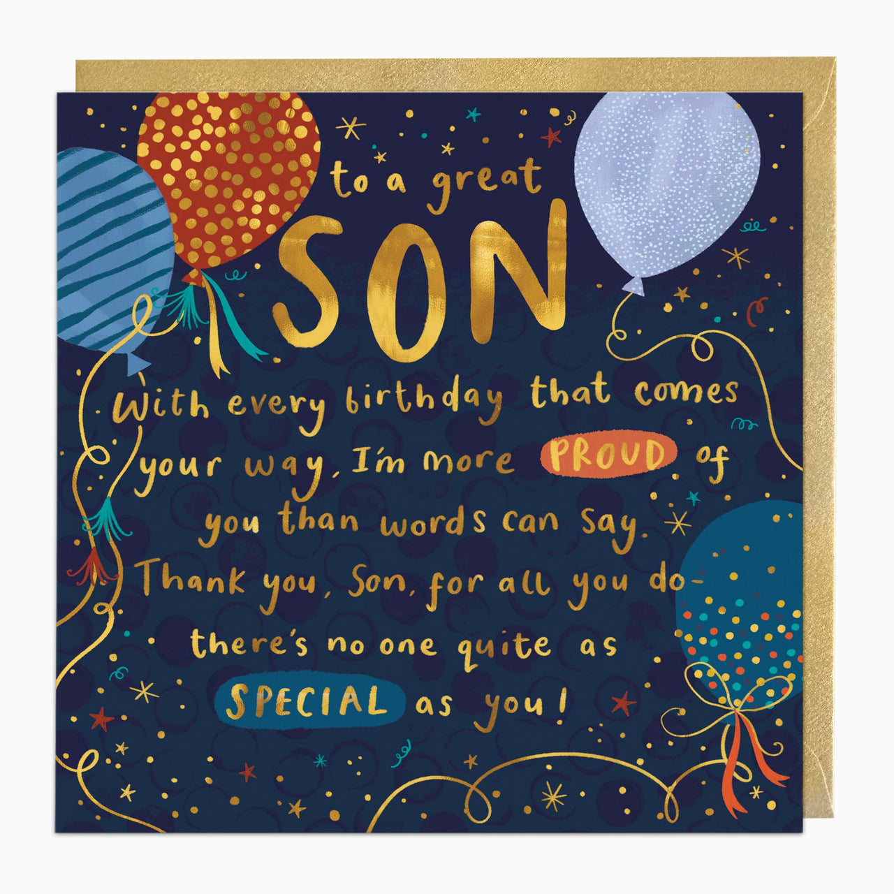 H428 - Poem to a Son Birthday Card
