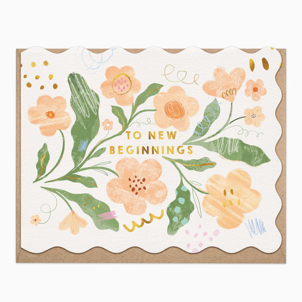 H434 - Peach Flowers New Beginnings Card