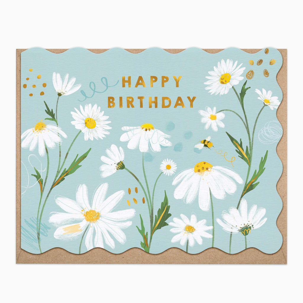 Greeting Card-H435 - Wavy Daisy Birthday Card-Whistlefish