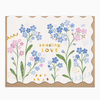 Greeting Card-H438 - Forget Me Nots Sending Love Card-Whistlefish