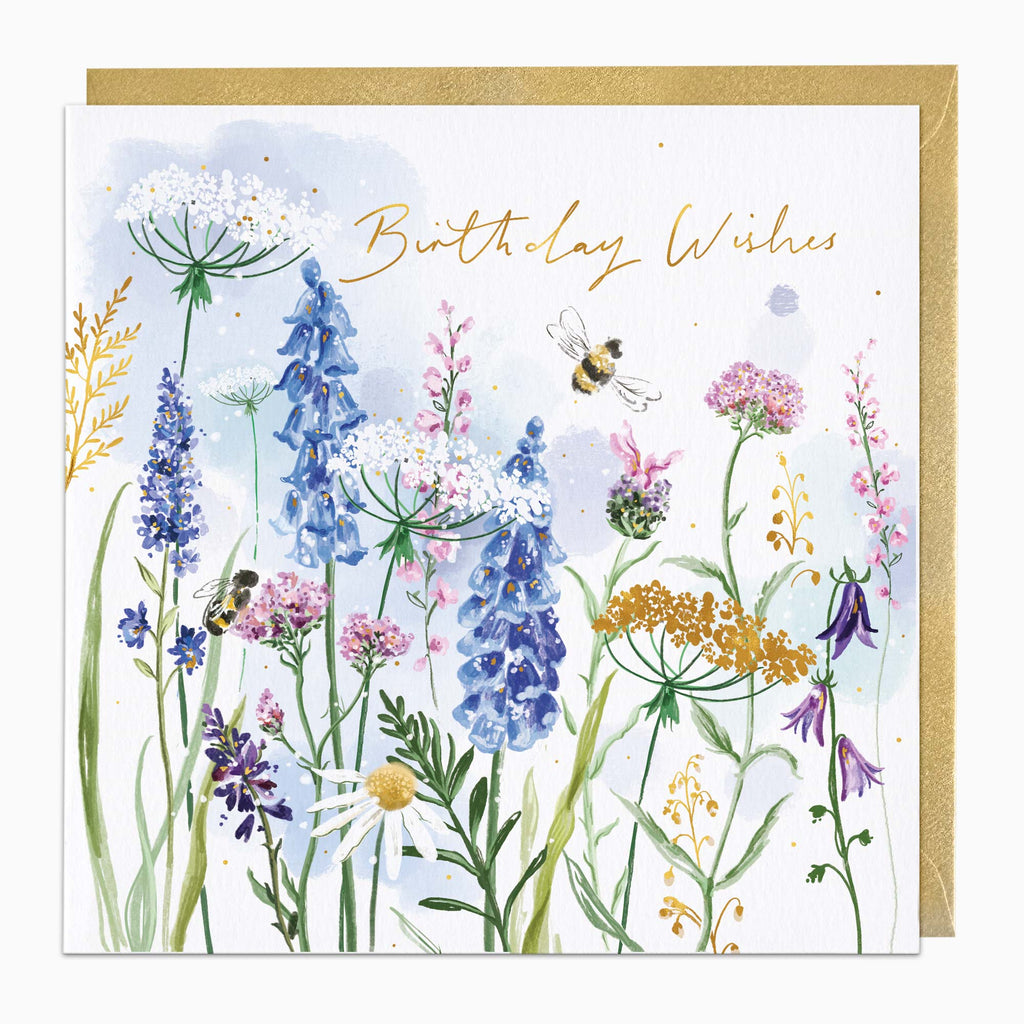 Greeting Card-H441 - Foxglove Floral Birthday Card-Whistlefish