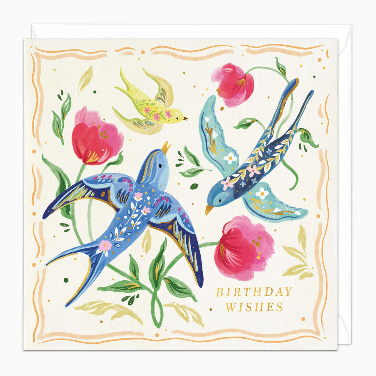 H449 - Painted Paradise Birds Birthday Card