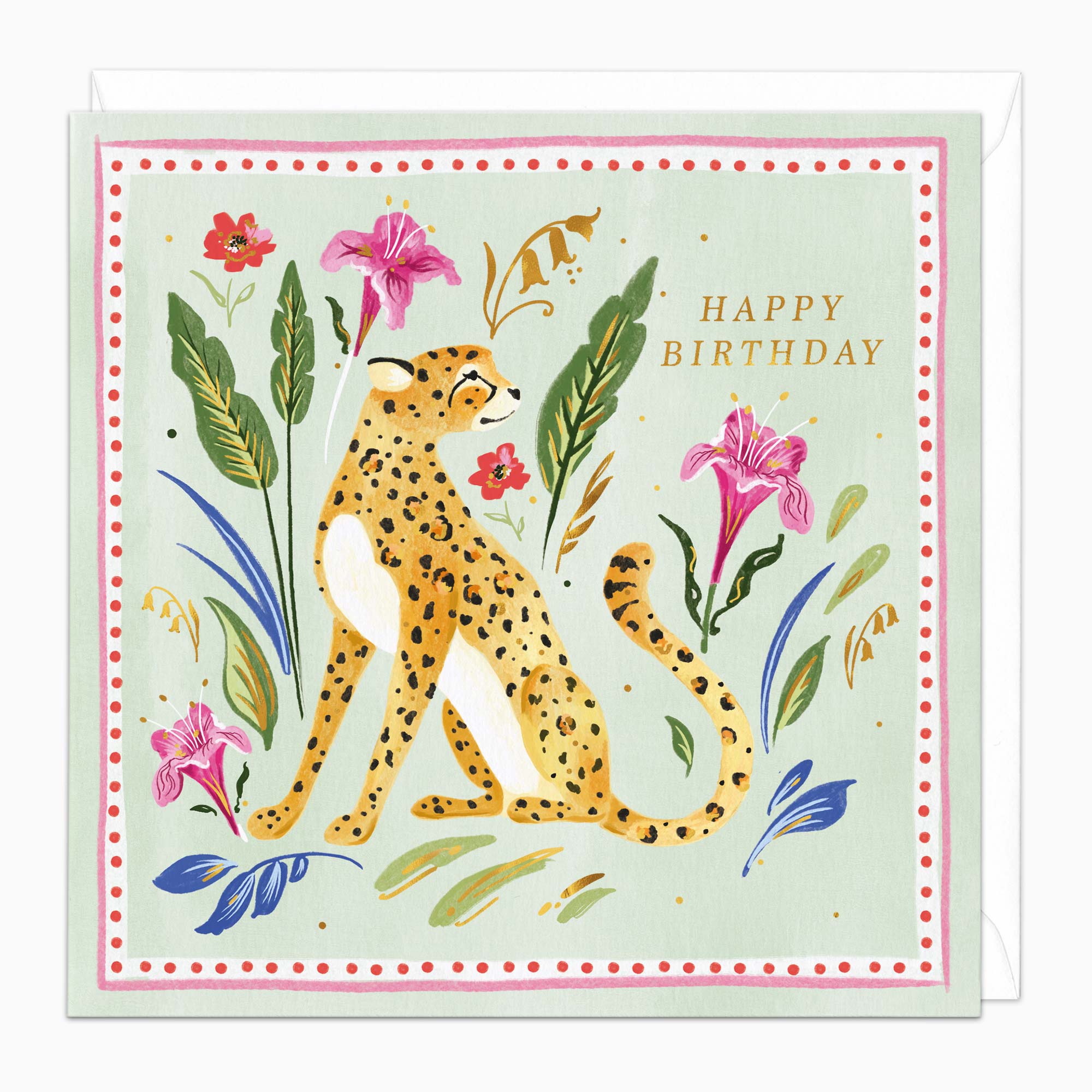 H450 - Painted Paradise Cheetah Birthday Card
