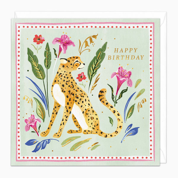 H450 - Painted Paradise Cheetah Birthday Card
