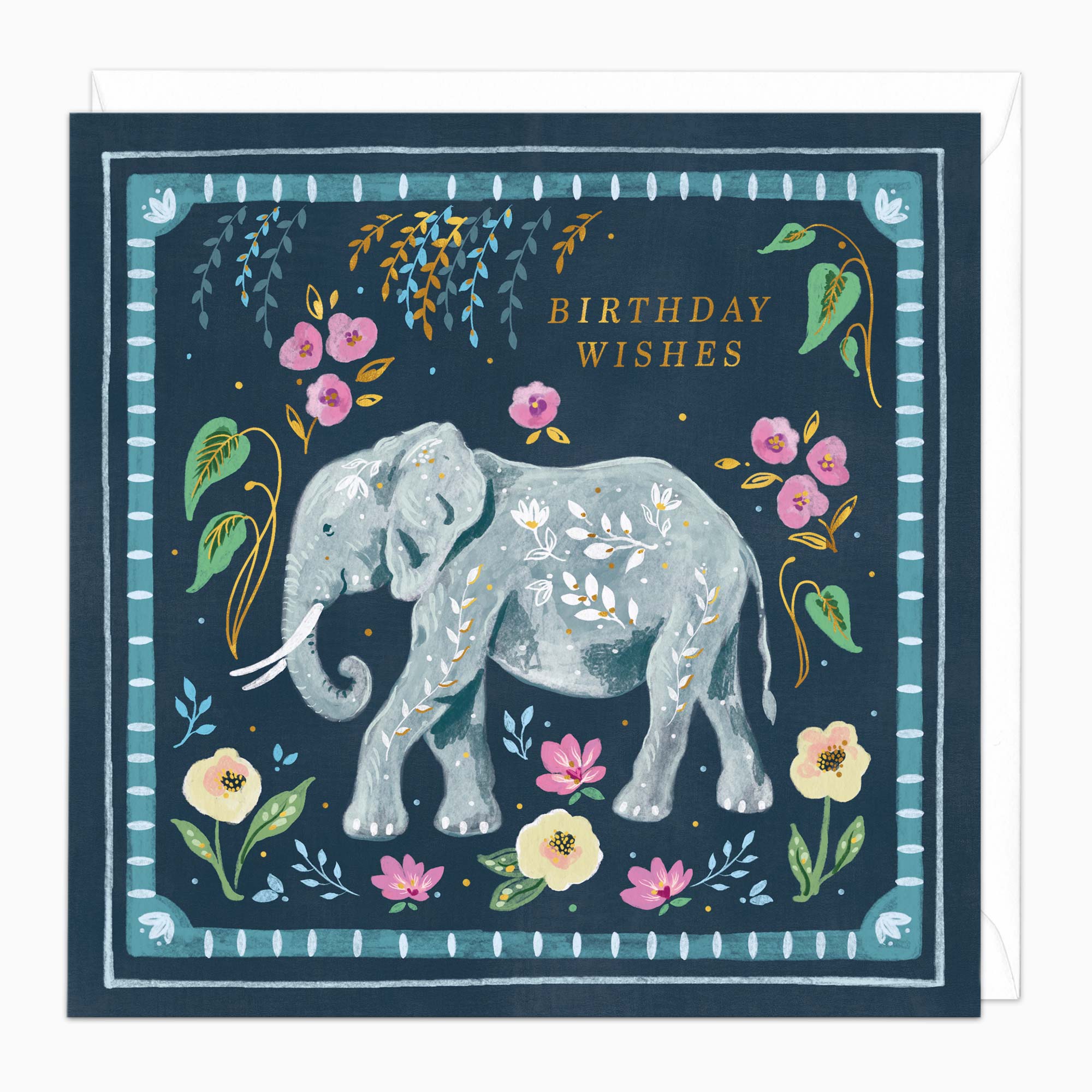 H451 - Painted Paradise Elephant Birthday Card