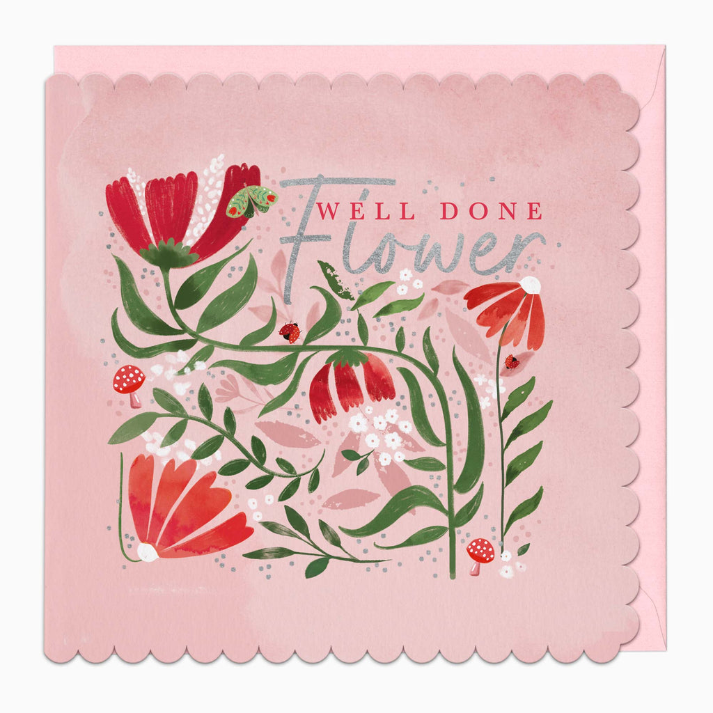 Greeting Card-H455 - Well Done Flower Card-Whistlefish