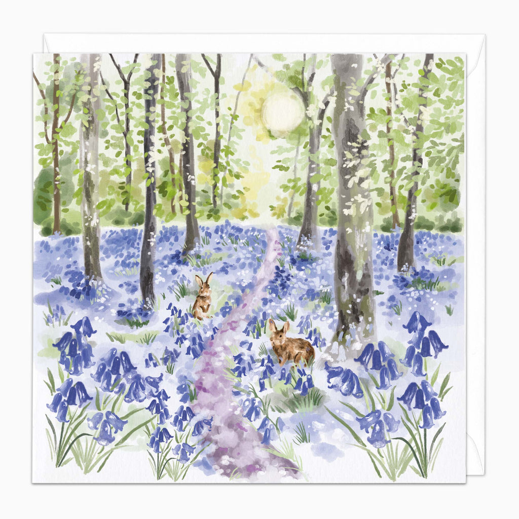 Greeting Card-H460 - Rabbits Woodland Art Card-Whistlefish
